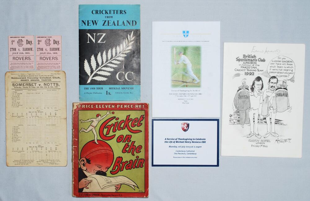 Cricket ephemera. A selection of ephemera including official complimentary 'Rover' tickets for