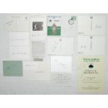 Test match signatures. Selection of individual players signatures on postcards, first day cover,