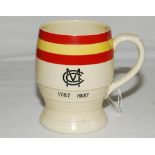 M.C.C. 1787-1937. Minton cream glaze ceramic tankard/mug produced to commemorate one hundred and