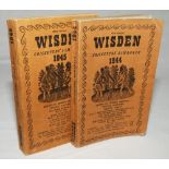 Wisden Cricketers' Almanack 1944 and 1945. 81st & 82nd editions. Original limp cloth covers. Only