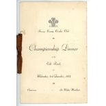 Surrey v Lancashire 1956. Official decorative silk scorecard produced to commemorate the match