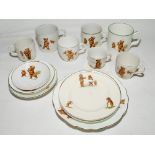 'Sporting Bears'. Selection of cups, mugs, plates, saucers etc featuring transfer printed scenes