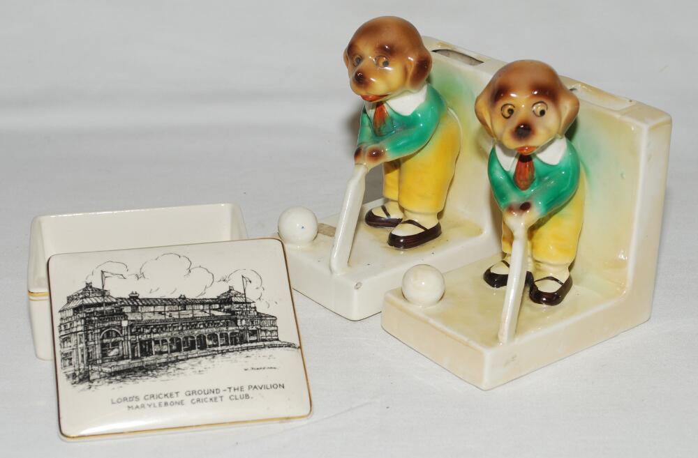 'The Pavilion. Lord's Cricket Ground. Marylebone Cricket Club'. A Sandland, Staffordshire ceramic