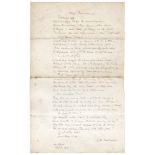 'May's Remembrance'. G.D. Martineau. Original manuscript for a thirty two line poem, handwritten