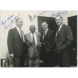 Len Hutton and the Bedser twins 1960s. Original mono press photograph of Hutton, Eric and Alec