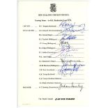 New Zealand tour to United Kingdom, Prudential World Cup 1979. Three official autograph sheets.