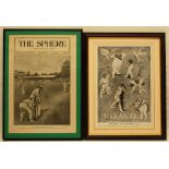 Cricket ephemera. A mixed selection of prints and other printed matter including an original front