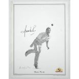 Shane Warne 'The Wizard of Oz'. Limited edition colour print of Shane Warne in bowling pose by