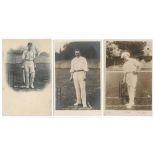 Cricket postcards early 1900s. Four mono real photograph postcards including P.F. 'Plum' Warner,