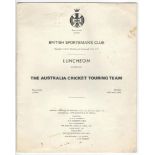 Australia tour to England 1972. 'Luncheon given for The Australian Cricket Touring Team' by the
