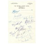 West Indies tour to England 1957. Unofficial autograph sheet on 'The Victoria Station Hotel,