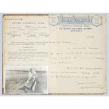 Herbert Sutcliffe. Yorkshire & England 1919-1945. Original handwritten letter in ink from Sutcliffe,