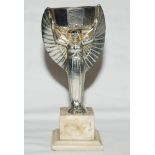 World Cup. Jules Rimet Trophy. Miniature replica of the Jules Rimet Trophy. The trophy, comprising