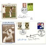 Don Bradman. Cricket first day covers. Selection of nine first day covers, each signed by one or