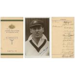 Australian tour of England 1930. Rare official folding tour itinerary for the Australian tour of