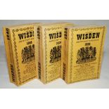 Wisden Cricketers' Almanack 1938, 1939 and 1940. 75th to 77th editions. Original cloth covers/