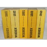 Wisden Cricketers' Almanack 1949 to 1953. Original limp cloth covers. All five editions with general