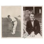 Cricket postcards. A selection of eight mono real photograph postcards. Individual players are Len