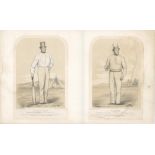 'Sketches at Lords' Joseph Guy and Clarke. Two original coloured lithographs from the series of '