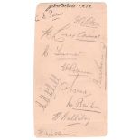 Yorkshire C.C.C. 1938. Small album page nicely signed in pencil (one in ink) by eleven members of