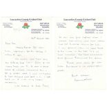 Lancashire C.C.C. Two original handwritten letters on Lancashire C.C.C. letterhead. One is a two