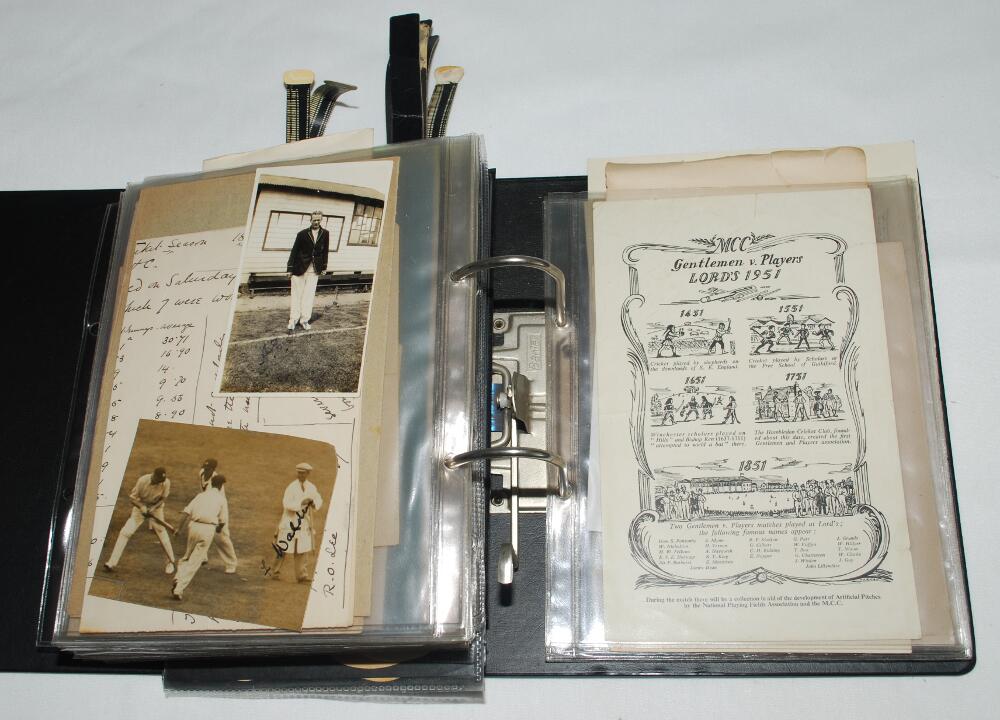 Cricket ephemera late 1800s onwards. Small black file comprising an eclectic selection of ephemera - Image 2 of 6