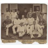 Australia tour to England 1884. Original mono photograph of the Australian players and umpire seated