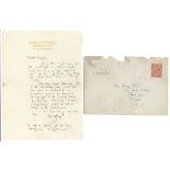 Alan Alexander [A.A.] Milne. A rare cricket-related single page handwritten letter from Milne to his