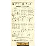England v Australia 'Australia- Record Score' 1930. Official scorecard for the 2nd Test played at