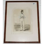 William 'Hillyer. 'Sketches at Lord's No 3', Kent & All England 1835-1853. Large original sepia