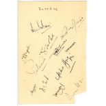 All-India tour of England 1946. Large album pages signed in ink by twelve members of the touring