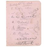 Yorkshire C.C.C. c1912. Album page signed in pencil by eleven members of the Yorkshire team.