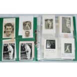 Autographed cricket ephemera c1920s onwards. Green folder comprising an eclectic selection of