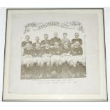 Manchester City 1930-1931. Commemorative cotton handkerchief with printed image of the Manchester