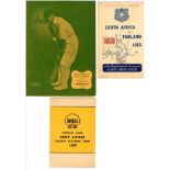South African tours of England. Three fixture booklets issued for the cricket tours of 1947 (Shell