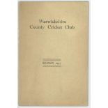 Warwickshire County Cricket Club 1937. Official annual report booklet for the 1937 season.