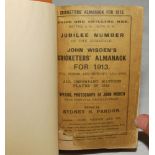 Wisden Cricketers' Almanack 1913. 50th edition. Original paper wrappers. Bound in light brown boards