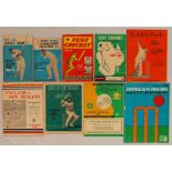 Test match programmes and souvenirs 1962-1977. A selection of nine Test series tour brochures and