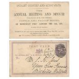 Dudley Cricket Club 1871. Pre-paid postcard addressed to J.K. Jones of Birchall, Walsall, with