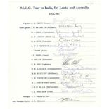 M.C.C./ England tours 1970s. Three official autograph sheets for M.C.C. tours to India, Sri Lanka