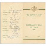 Australia tour of England 1961. Official Australian Board of Control programme and itinerary for the