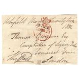 George Augustus Frederick Charles Holroyd, 2nd Earl of Sheffield. Free front envelope dated 23rd