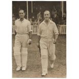 Percy Holmes. Yorkshire & England 1913-1933. Original sepia press photograph of Holmes walking out
