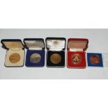 Cricket medals. Selection of five commemorative medals. England v Australia 1880-1980. Solid