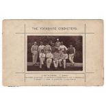 'The Yorkshire Cricketers' c1873-1875. Early original cabinet style mono photograph of the Yorkshire