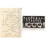 Australia tour to England 1938. Official autograph sheet nicely signed in ink by all seventeen