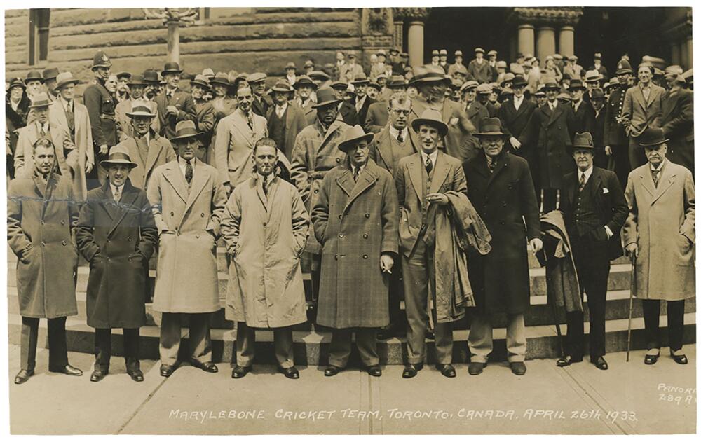 M.C.C. Tour to Australia, 1932/33 'Bodyline'. 'Marylebone Cricket Team, Toronto, Canada. April