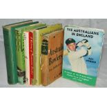 Australian cricket 1940s-1960s. Five titles with dustwrappers, all signed by the author, the