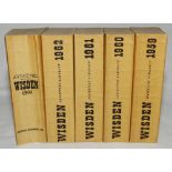 Wisden Cricketers' Almanack 1959 to 1963. Original limp cloth covers. The 1963 edition with bowing