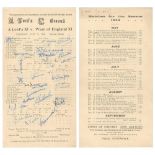 'A Lord's XI v West of England XI' 1944. Official scorecard for the match played at Lord's 8th